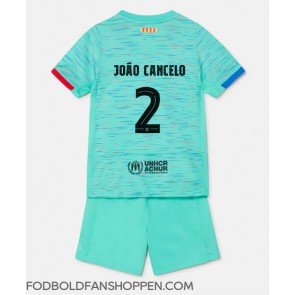 Barcelona Joao Cancelo #2 Tredjetrøje Børn 2023-24 Kortærmet (+ Korte bukser)